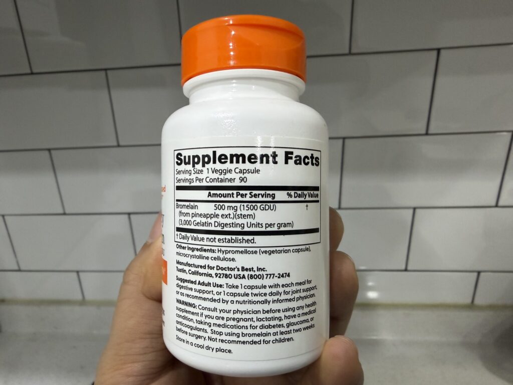 브로멜라인 실복용 후기, Doctor's Best 2 브로멜라인 성분표 500mg 1500GDU