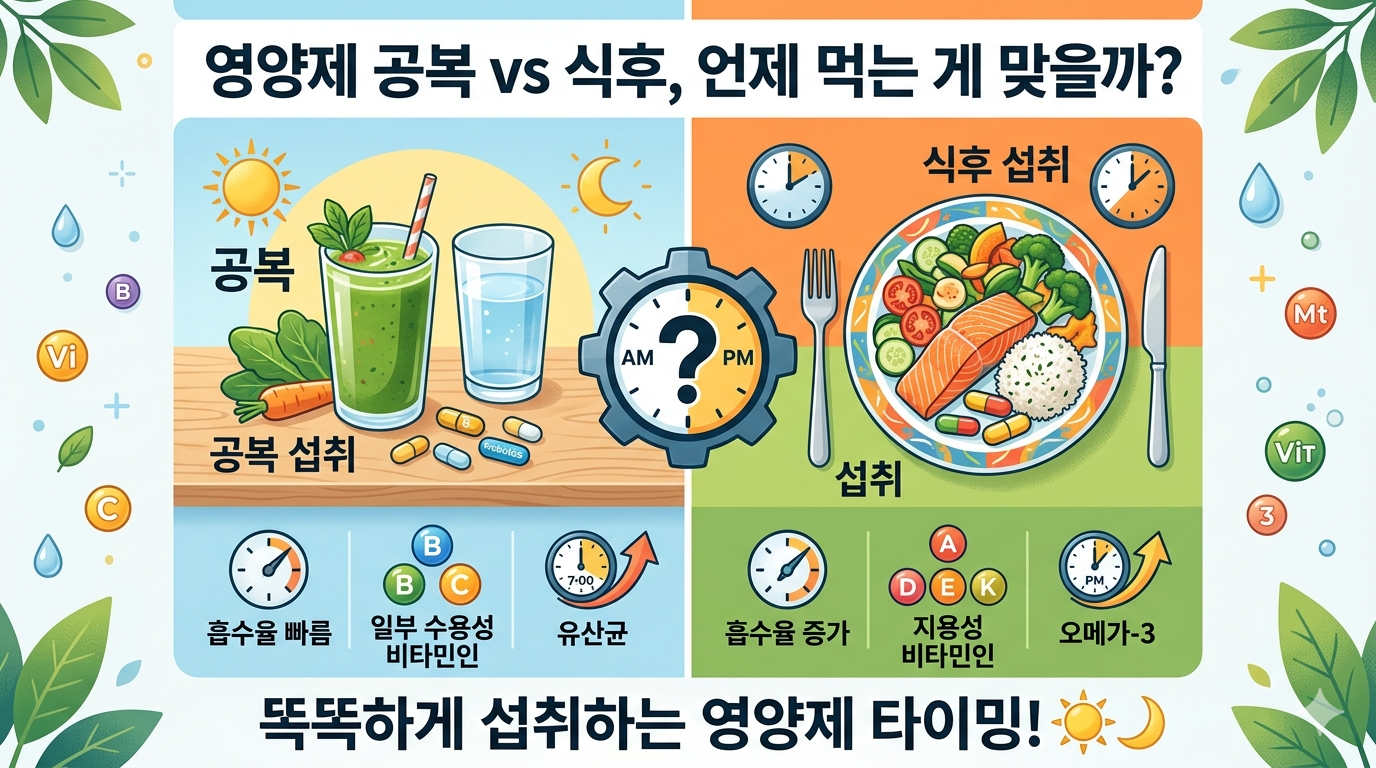 영양제 공복 식후 복용 시간 정리